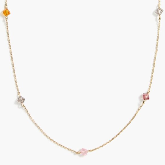 J. Crew Jeweled Illusion Multicolor CZ Crystal Station Necklace - Picture 1 of 5